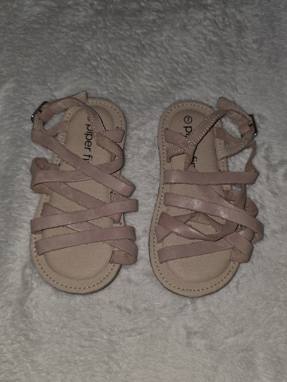 Piper Finn Girls Pink Leather Strap Sandals